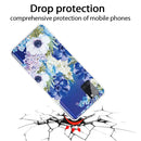 For Samsung Galaxy A21s Shockproof Painted TPU Protective Case(Blue White Roses)