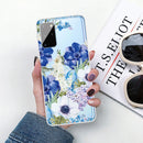 For Samsung Galaxy A31 Shockproof Painted TPU Protective Case(Blue White Roses)