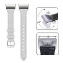 For Fitbit Charge 3 / 4 Slim Steel Head Leather Watch Band(White)