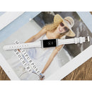 For Fitbit Charge 3 / 4 Slim Steel Head Leather Watch Band(White)