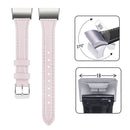 For Fitbit Charge 3 / 4 Slim Steel Head Leather Watch Band(Pink)