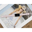 For Fitbit Charge 3 / 4 Slim Steel Head Leather Watch Band(Pink)