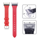 For Fitbit Charge 3 / 4 Slim Steel Head Leather Watch Band(Red)