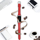 For Fitbit Charge 3 / 4 Slim Steel Head Leather Watch Band(Red)
