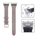 For Fitbit Charge 3 / 4 Slim Steel Head Leather Watch Band(Gray)
