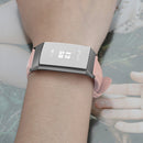 For Fitbit Charge 3 / 4 Slim Steel Head Leather Watch Band(Rose Pink)