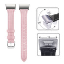 For Fitbit Charge 3 / 4 Slim Steel Head Leather Watch Band(Rose Pink)