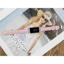 For Fitbit Charge 3 / 4 Slim Steel Head Leather Watch Band(Rose Pink)
