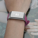 For Fitbit Charge 3 / 4 Slim Steel Head Leather Watch Band(Rose Red)