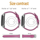For Fitbit Charge 3 / 4 Slim Steel Head Leather Watch Band(Rose Red)