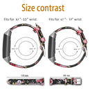For Fitbit Charge 3 / 4 Slim Steel Head Leather Watch Band(Pink Flower)