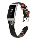 For Fitbit Charge 3 / 4 Slim Steel Head Leather Watch Band(Safflower)