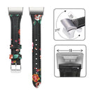 For Fitbit Charge 3 / 4 Slim Steel Head Leather Watch Band(Safflower)