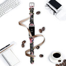For Fitbit Charge 3 / 4 Slim Steel Head Leather Watch Band(Safflower)