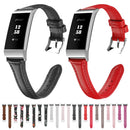 For Fitbit Charge 3 / 4 Slim Steel Head Leather Watch Band(Rose Gold)