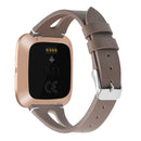 For Fitbit Versa 2 Leather Middle Opening Watch Band(Powder Gray)
