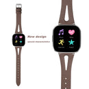 For Fitbit Versa 2 Leather Middle Opening Watch Band(Powder Gray)
