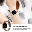 For Fitbit Versa 2 Leather Middle Opening Watch Band(Powder Gray)