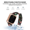 For Fitbit Versa 2 Leather Middle Opening Watch Band(Black Safflower)