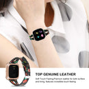 For Fitbit Versa 2 Leather Middle Opening Watch Band(Black Safflower)