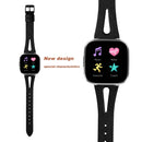 For Fitbit Versa 2 Leather Middle Opening Watch Band(Black)