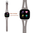 For Fitbit Versa 2 Leather Middle Opening Watch Band(Gray)