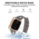 For Fitbit Versa 2 Leather Middle Opening Watch Band(Gray)