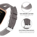 For Fitbit Versa 2 Leather Middle Opening Watch Band(Gray)
