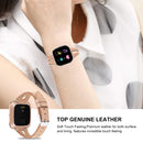 For Fitbit Versa 2 Leather Middle Opening Watch Band(Gray)