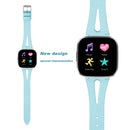 For Fitbit Versa 2 Leather Middle Opening Watch Band(Blue)
