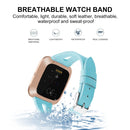 For Fitbit Versa 2 Leather Middle Opening Watch Band(Blue)
