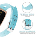 For Fitbit Versa 2 Leather Middle Opening Watch Band(Blue)