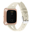 For Fitbit Versa 2 Leather Middle Opening Watch Band(Creamy White)