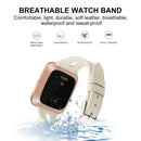 For Fitbit Versa 2 Leather Middle Opening Watch Band(Creamy White)