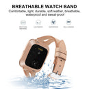 For Fitbit Versa 2 Leather Middle Opening Watch Band(Champagne Gold)