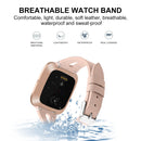 For Fitbit Versa 2 Leather Middle Opening Watch Band(Apricot)