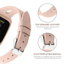 For Fitbit Versa 2 Leather Middle Opening Watch Band(Apricot)
