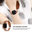 For Fitbit Versa 2 Leather Middle Opening Watch Band(Brown)