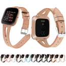 For Fitbit Versa 2 Leather Middle Opening Watch Band(Black Pink Flower)