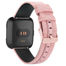 For Fitbit Versa Casual Denim Canvas Leather Watch Band(Orange)