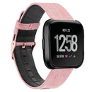 For Fitbit Versa Casual Denim Canvas Leather Watch Band(Orange)
