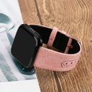 For Fitbit Versa Casual Denim Canvas Leather Watch Band(Orange)