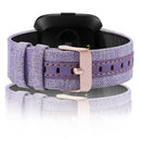 For Fitbit Versa Casual Denim Canvas Leather Watch Band(Light Purple)