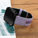 For Fitbit Versa Casual Denim Canvas Leather Watch Band(Light Purple)