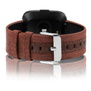For Fitbit Versa Casual Denim Canvas Leather Watch Band(Dark Brown)