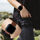 For Fitbit Versa Casual Denim Canvas Leather Watch Band(Dark Brown)