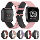 For Fitbit Versa Casual Denim Canvas Leather Watch Band(Light Purple)