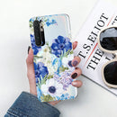 For Xiaomi Mi Note 10 Lite Shockproof Painted TPU Protective Case(Blue White Rose)