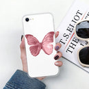 For iPhone SE 2022 / SE 2020 / 8 / 7 Pattern TPU Protective Case(Red Butterfly)