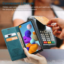 For Samsung Galaxy A21S CaseMe-013 Multifunctional Retro Frosted Horizontal Flip Leather Case with Card Slot & Holder & Wallet(Blue)